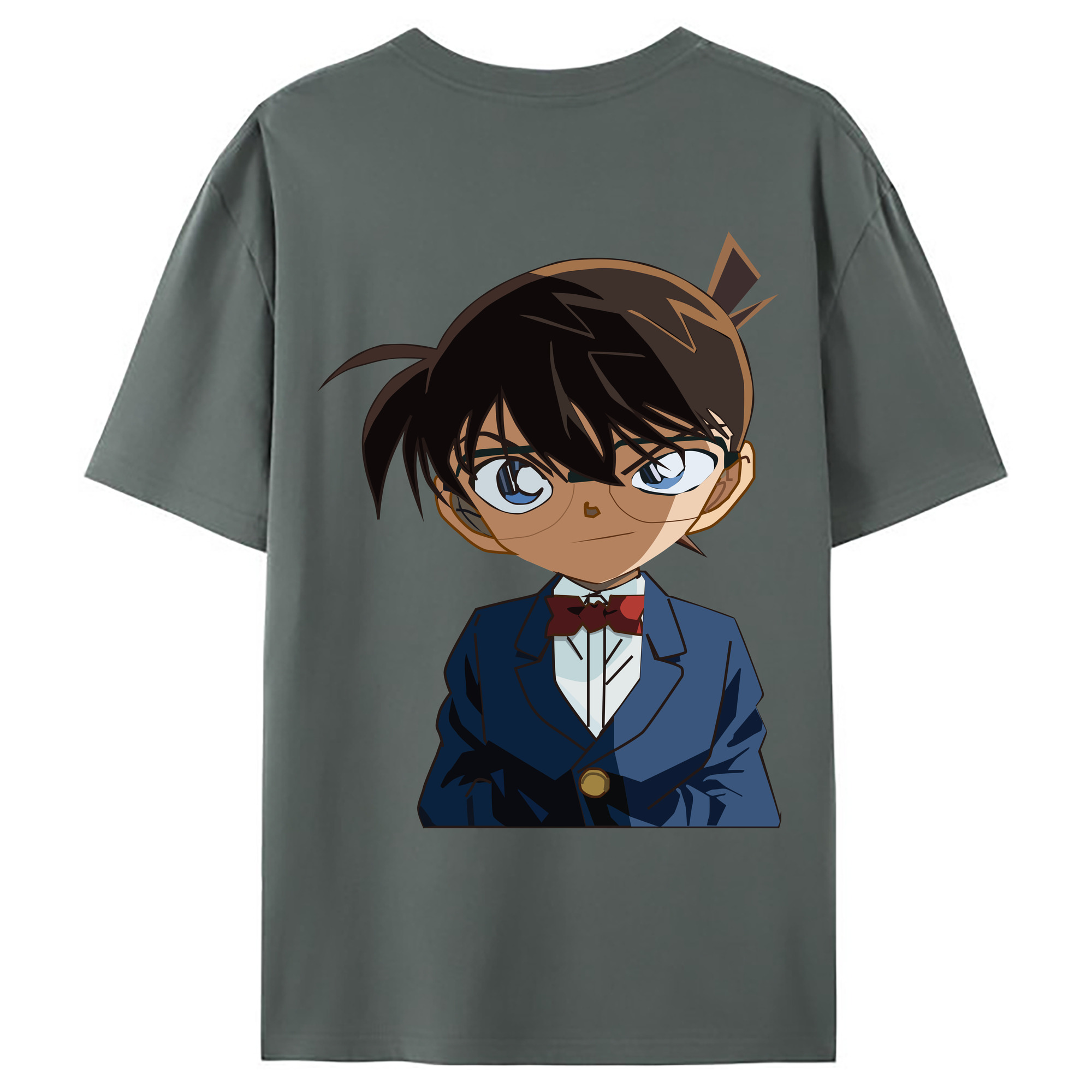 （画像用） 名探偵コナン 江戸川 コナン Detective Conan Conan Edogawa 綿100％ メンズ半袖Tシャツ（バックプリント） 通気性